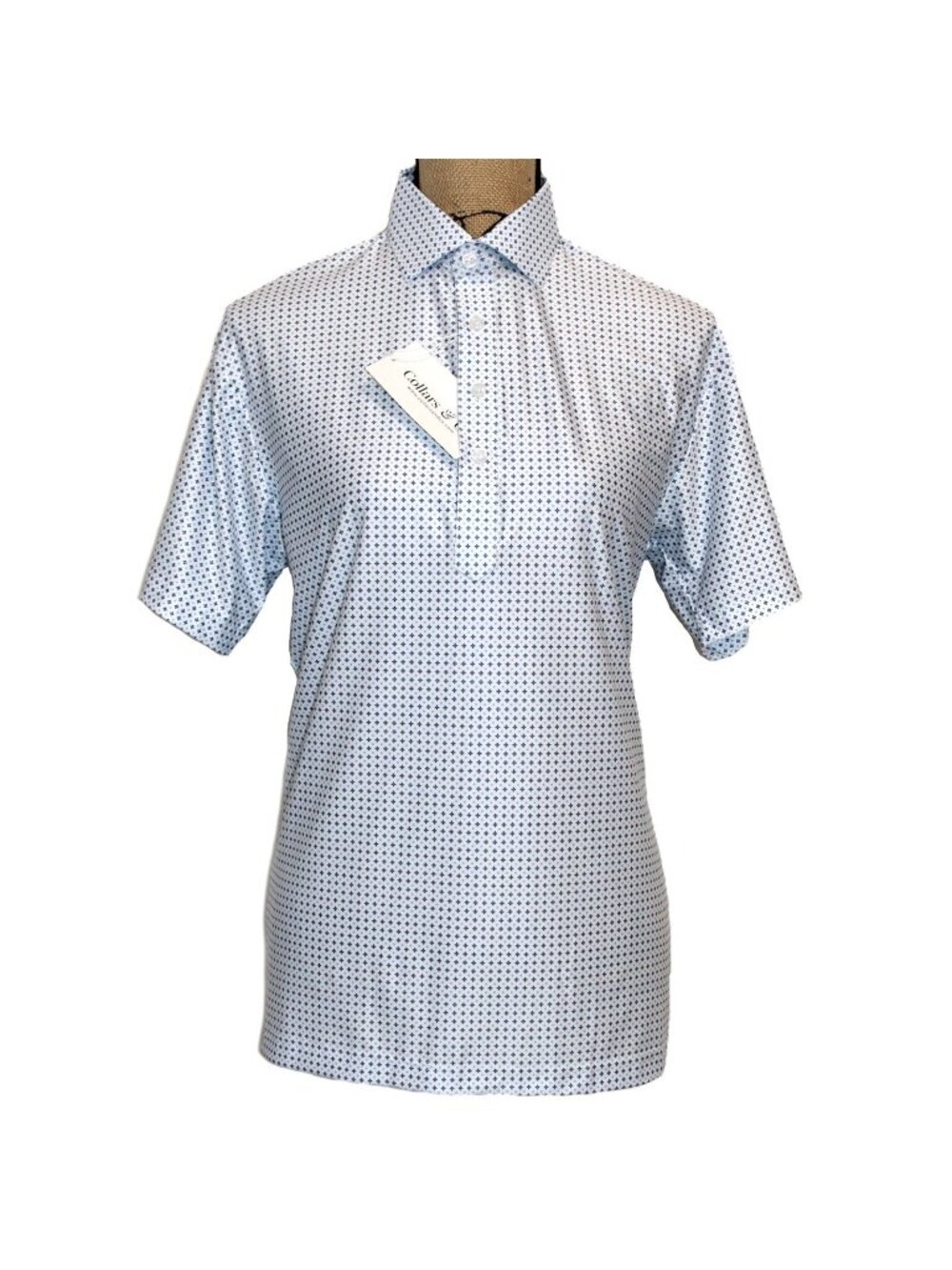 Collars & Co Featherweight Relaxed Polo Pebble 5 Diamond Pattern Small NWT